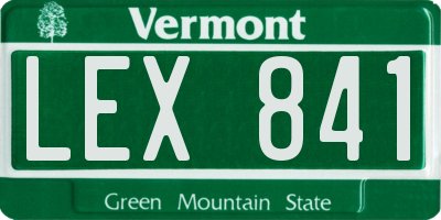 VT license plate LEX841