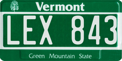 VT license plate LEX843