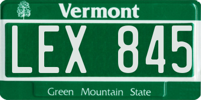 VT license plate LEX845