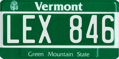 VT license plate LEX846
