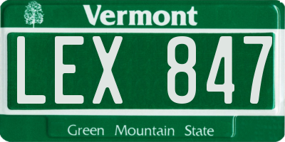 VT license plate LEX847