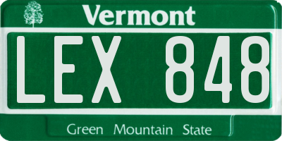 VT license plate LEX848