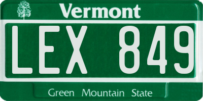 VT license plate LEX849
