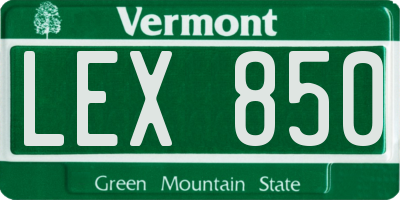 VT license plate LEX850