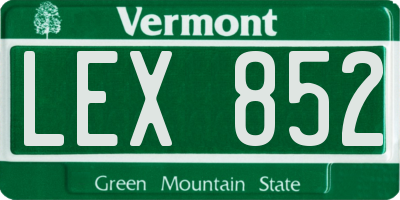 VT license plate LEX852