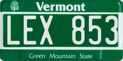 VT license plate LEX853