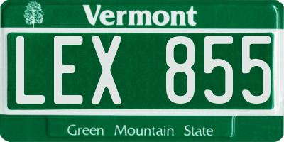 VT license plate LEX855