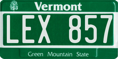 VT license plate LEX857