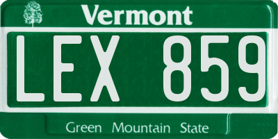 VT license plate LEX859