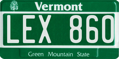 VT license plate LEX860