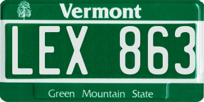 VT license plate LEX863