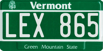 VT license plate LEX865