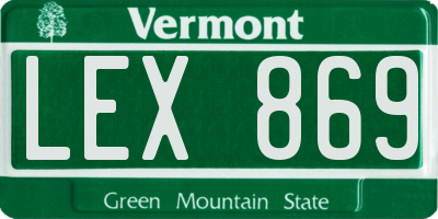 VT license plate LEX869