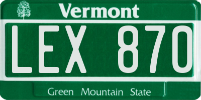 VT license plate LEX870