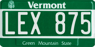 VT license plate LEX875