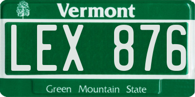 VT license plate LEX876