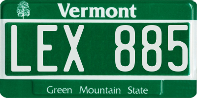 VT license plate LEX885