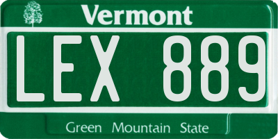 VT license plate LEX889