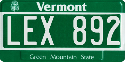 VT license plate LEX892