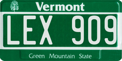 VT license plate LEX909