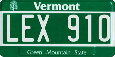 VT license plate LEX910