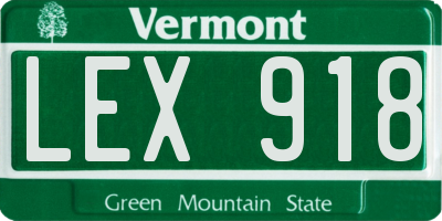 VT license plate LEX918
