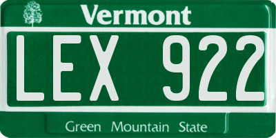 VT license plate LEX922