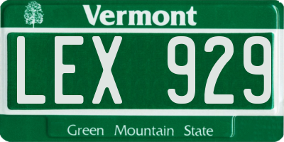 VT license plate LEX929
