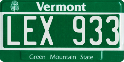 VT license plate LEX933
