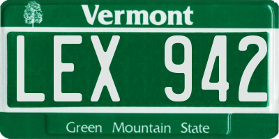 VT license plate LEX942