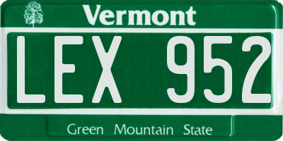 VT license plate LEX952