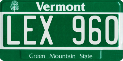 VT license plate LEX960