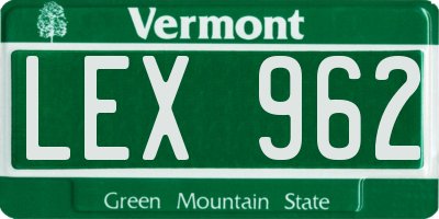 VT license plate LEX962