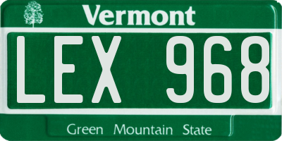 VT license plate LEX968
