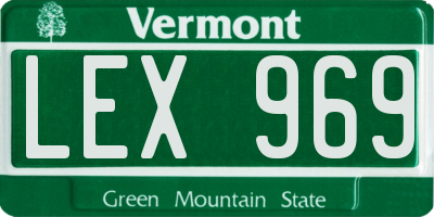 VT license plate LEX969