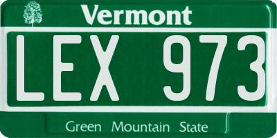 VT license plate LEX973