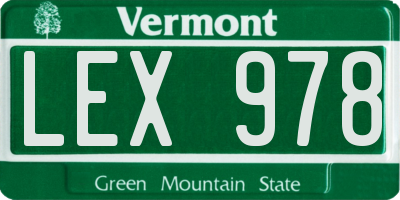 VT license plate LEX978