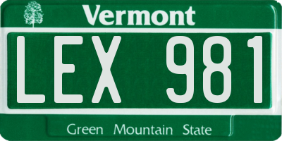 VT license plate LEX981