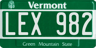 VT license plate LEX982