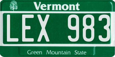 VT license plate LEX983