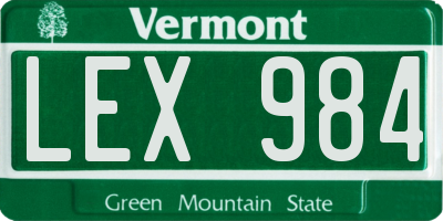 VT license plate LEX984