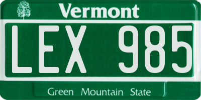 VT license plate LEX985