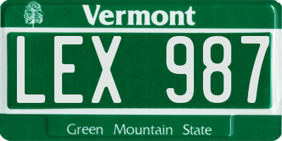 VT license plate LEX987