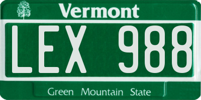 VT license plate LEX988