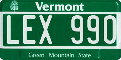 VT license plate LEX990