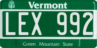 VT license plate LEX992