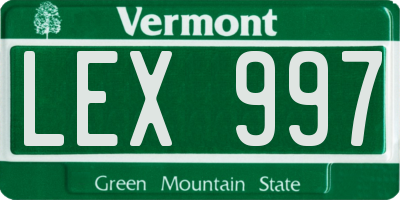 VT license plate LEX997