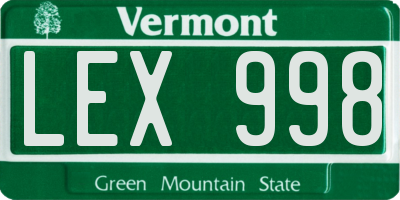 VT license plate LEX998