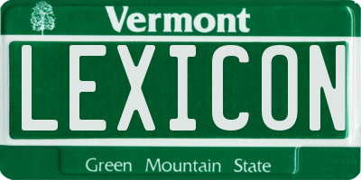 VT license plate LEXICON