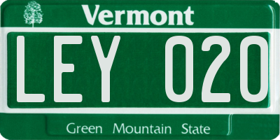 VT license plate LEY020